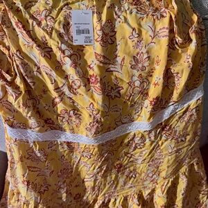 Floral Yellow woman’s shirt with Lace Detail